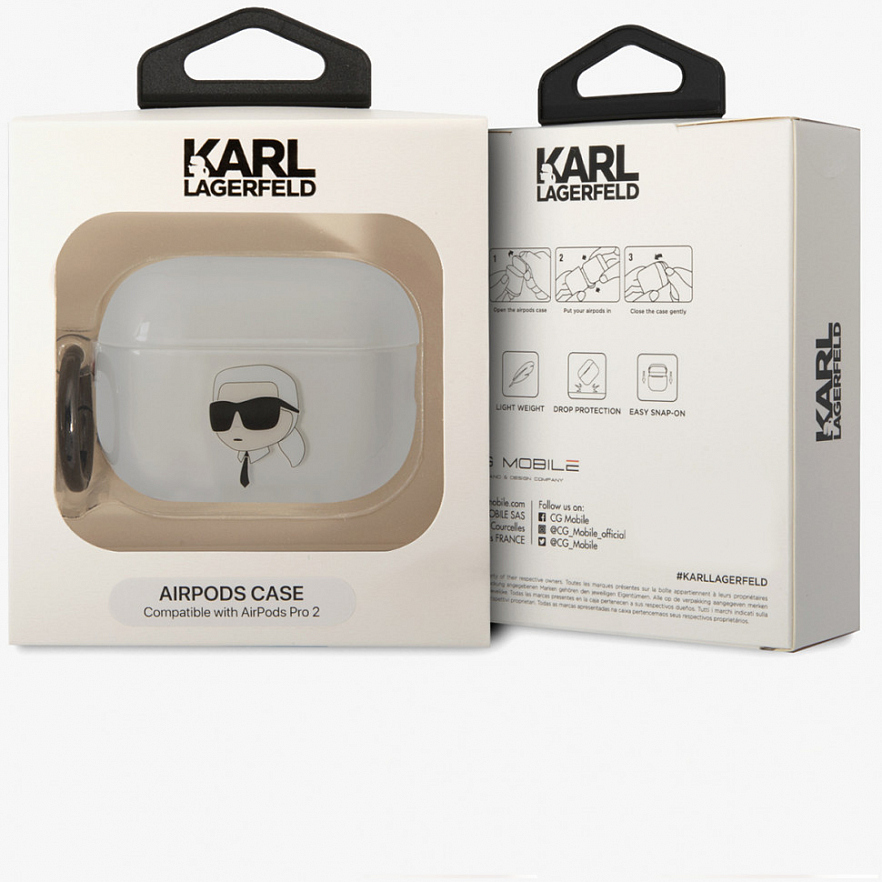 Чехол CG Mobile Karl Lagerfeld TPU with ring NFT Karl для Airpods Pro 2 (2022) прозрачный (Transparent)