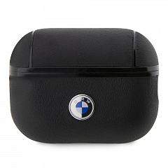 Чехол CG Mobile BMW для Airpods Pro 2 Signature leather with metal logo Black чёрный