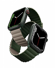 Ремешок Uniq для Apple Watch 41/40/38 mm Revix reversible Magnetic Зеленый - серый