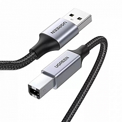 Кабель Ugreen US369 USB-A to USB-B 2.0 (5 метров) чёрный / серый космос (90560)