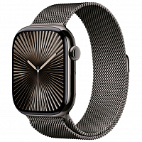 Умные часы Apple Watch Series 10 46 мм, GPS + Cellular, титан тёмно-серый, миланский ремешок тёмно-серый M/L