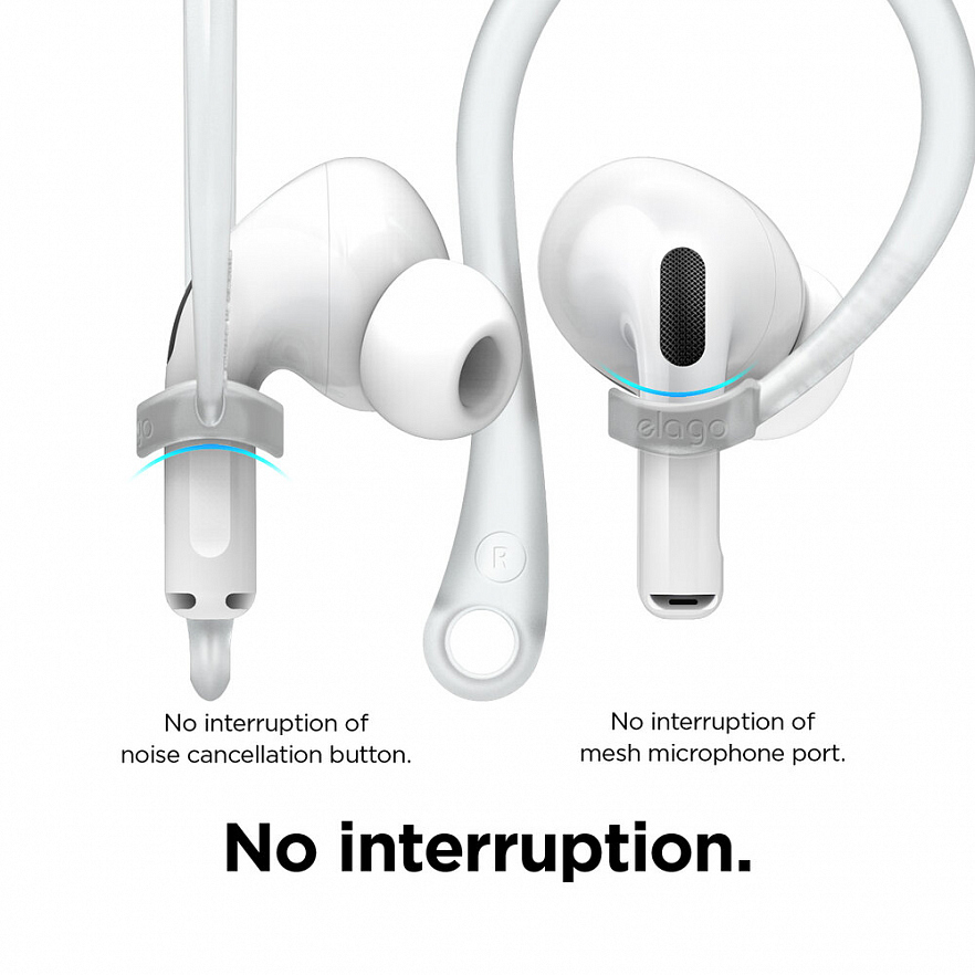 Крепления Elago EarHook для AirPods (все модели) прозрачные светящиеся в темноте (Nightglow Blue)