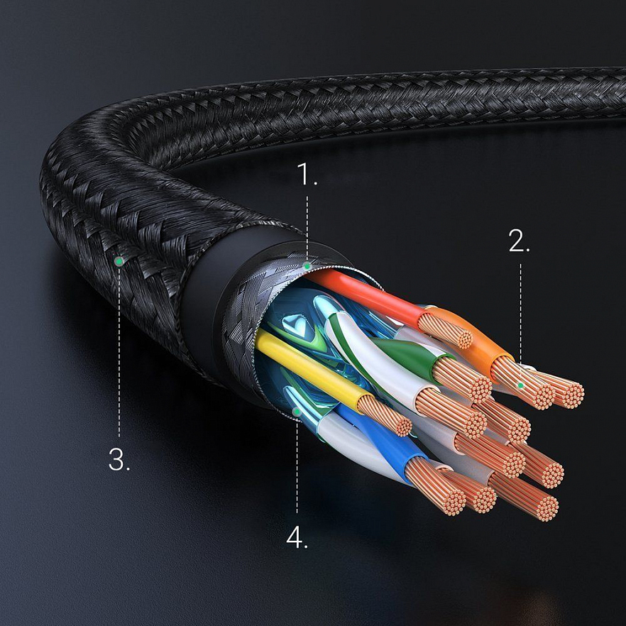 Кабель Ugreen HD119 (30999) 4K HDMI Male To Male Cable Braided (1 метр) чёрный