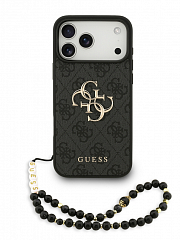 Чехол Guess 4G iPhone 17 Pro с ремешком черный