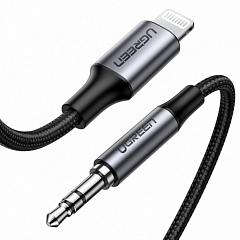 Кабель Ugreen US315 Lightning to 3.5 mm  Audio Cable (2 метра) чёрный (70862)