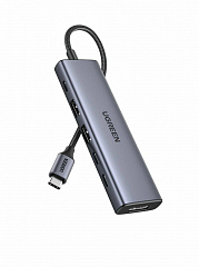 Хаб UGREEN CM511 (75586) 6 в 1 USB-C Hub серый космос