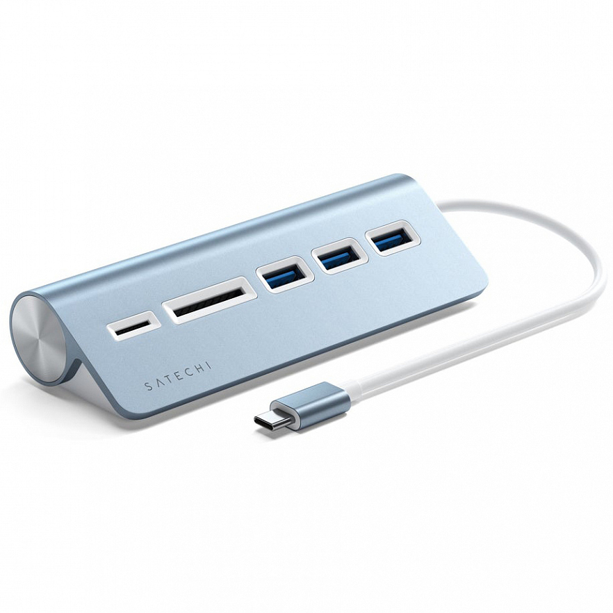 USB-хаб и картридер Satechi Type-C Aluminum USB 3.0 Hub & Card Reader (ST-TCHCRB) голубой