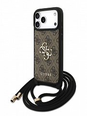 Чехол Guess Crossbody iPhone 17 Pro Max с нейлоновым шнуром коричневый