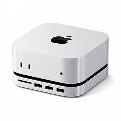 Подставка и концентратор Satechi Mac Mini M4 Stand & Hub with SSD Enclosure серебристый