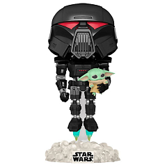 Фигурка Funko POP! Bobble Star Wars Mandalorian Dark Trooper With Grogu (GW) (Exc) 