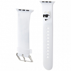 Ремешок CG Mobile Lagerfeld 3D Rubber NFT Choupette Head для Apple Watch 38/40/41 мм белый