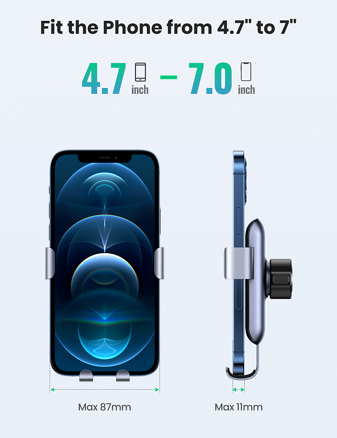 Автомобильный держатель Ugreen LP274 (30401) Gravity Phone Holder for Round Air Vent в воздуховод серый
