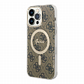 Чехол Guess PC/TPU 4G Hard для iPhone 15 Pro Brown/Gold (MagSafe)
