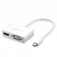 Переходник Ugreen MM123 (30843) USB-C to HDMI + VGA Converter (30 см) белый