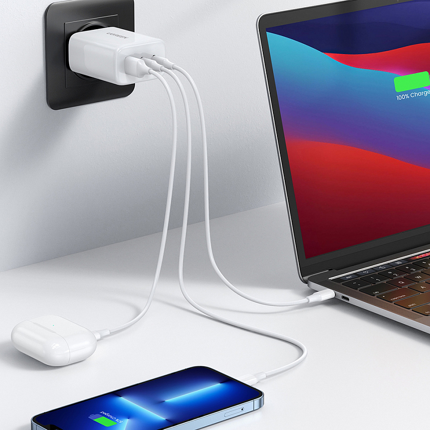 Сетевое зарядное устройство UGREEN CD275 2 x USB Type-C / USB 65W PD3.0, QC3.0 белое (90496)