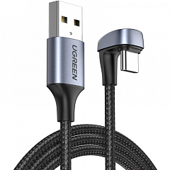 Кабель Ugreen US311 USB-A to USB-C Angled Cable (1 метр) чёрный (70313)