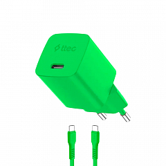 Сетевое зарядное устройство TTEC SmartCharger GAN 45W PD с кабелем 2м зеленое