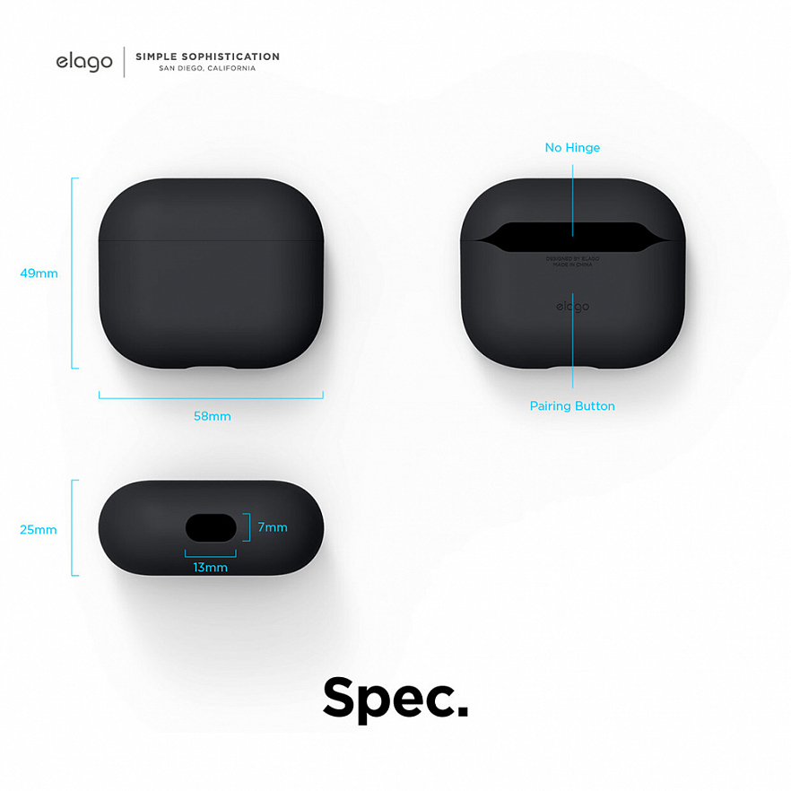 Чехол Elago Liquid Hybrid Basic Case для AirPods 3 чёрный (Black)