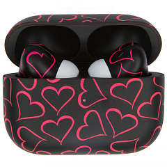Беспроводные наушники Apple AirPods Pro 2 2023 Custom Edition Love Hearts чёрно-розовые матовые (полная покраска)