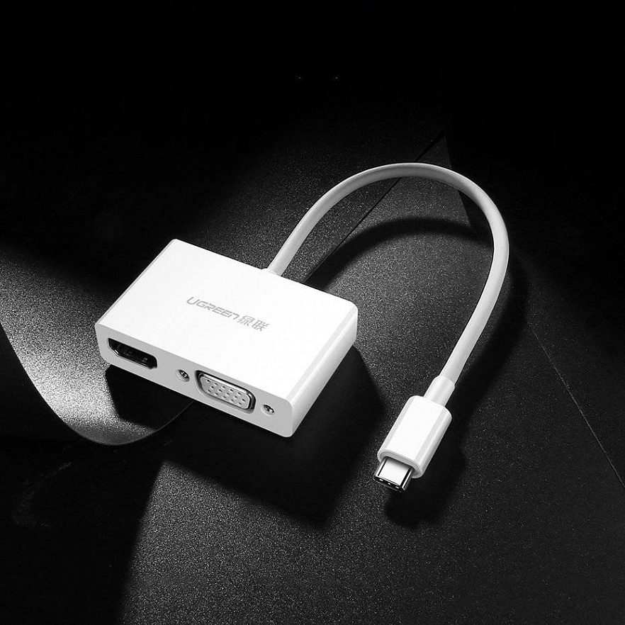 Переходник Ugreen MM123 (30843) USB-C to HDMI + VGA Converter (30 см) белый