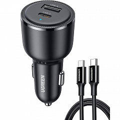 Автомобильное зарядное устройство Ugreen CD239 USB-C + USB-A Car Charger с кабелем USB-C (90646)