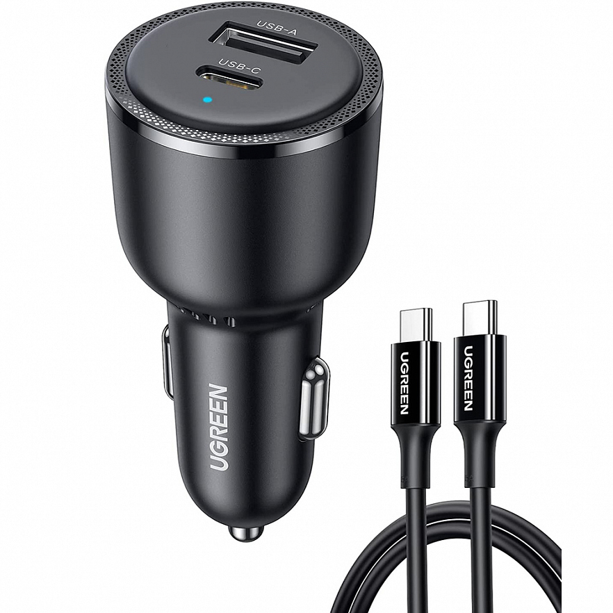 Автомобильное зарядное устройство Ugreen CD239 USB-C + USB-A Car Charger с кабелем USB-C (90646)