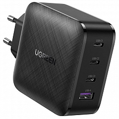 Сетевое зарядное устройство UGREEN CD224 65W USB + 3 x Type-C PD GaN Charger чёрное (70774)