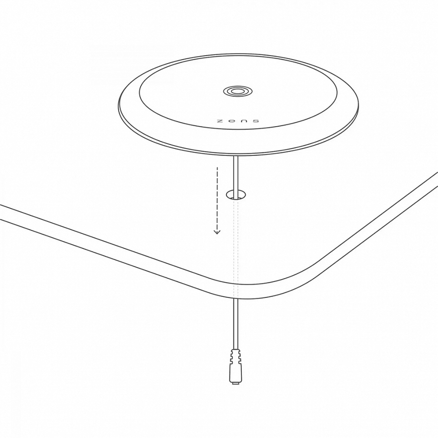 Беспроводное зарядное устройство ZENS PUK 'N Play Built-in Wireless Charger 15W белое (ZEBI04W/00)