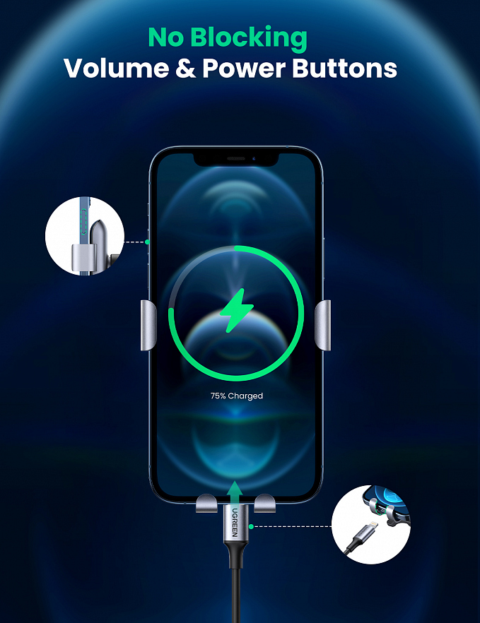 Автомобильный держатель Ugreen LP274 (30401) Gravity Phone Holder for Round Air Vent в воздуховод серый