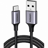 Кабель Ugreen US288 USB-A 2.0 to USB-C Cable Nickel Plating Aluminum Nylon Braid (0,25 метра) чёрный (60124)