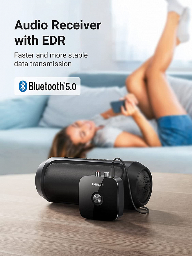 Bluetooth-ресивер UGREEN CM123 (30445) Wireless Bluetooth Audio Receiver 3,5 мм + 2RCA Adapter