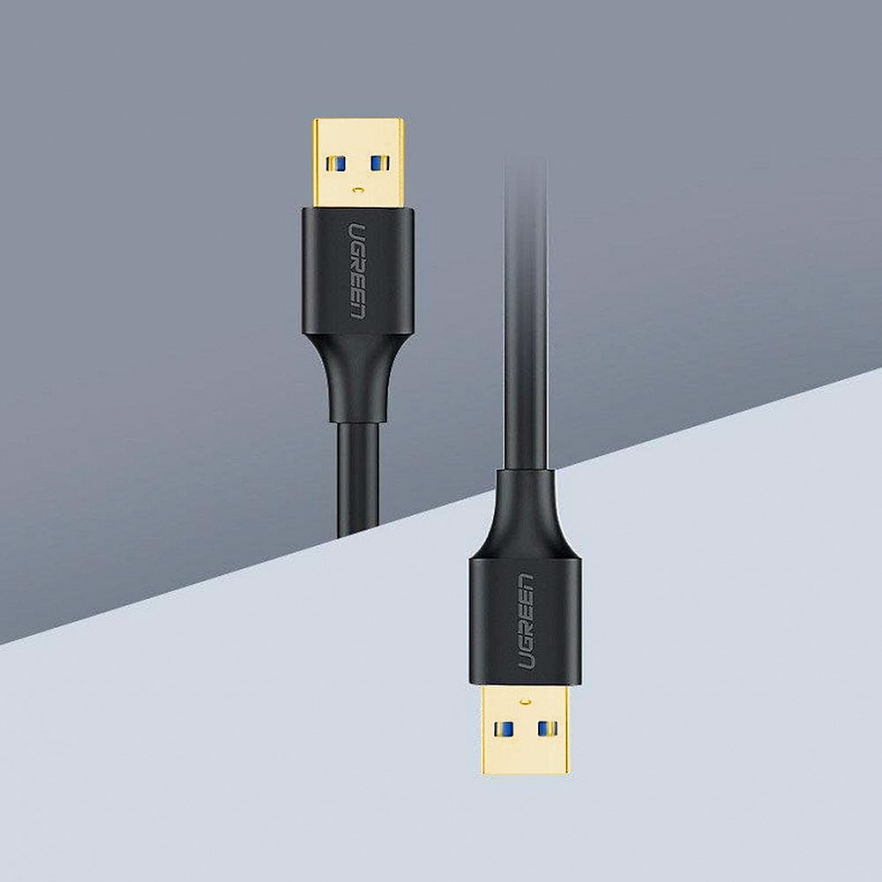 Кабель Ugreen US128 (10369) USB-A 3.0 Male to Male Cable (0,5 метра) чёрный