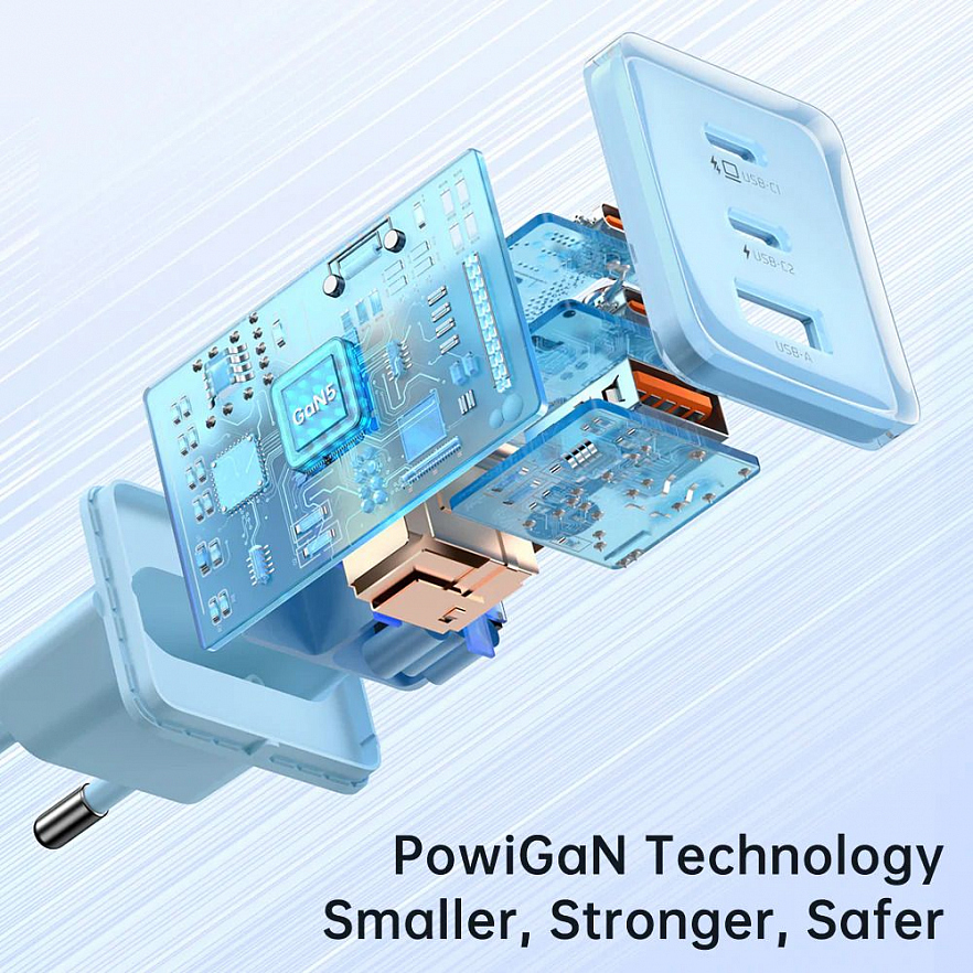 Сетевое зарядное устройство Mcdodo 67W Dichromatic Gan 5 Mini Fast Charger голубое (CH-1503)