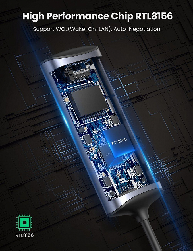 Адаптер UGREEN CM275 (70446) USB-C to RJ45 2.5G Ethernet Adapter серый космос