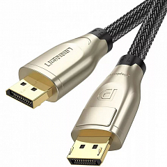 Кабель UGREEN DP112 (60843) DisplayPort v1.4 M/M 8K Round Cable Zinc Alloy Shell with Braided (2 метра) чёрный