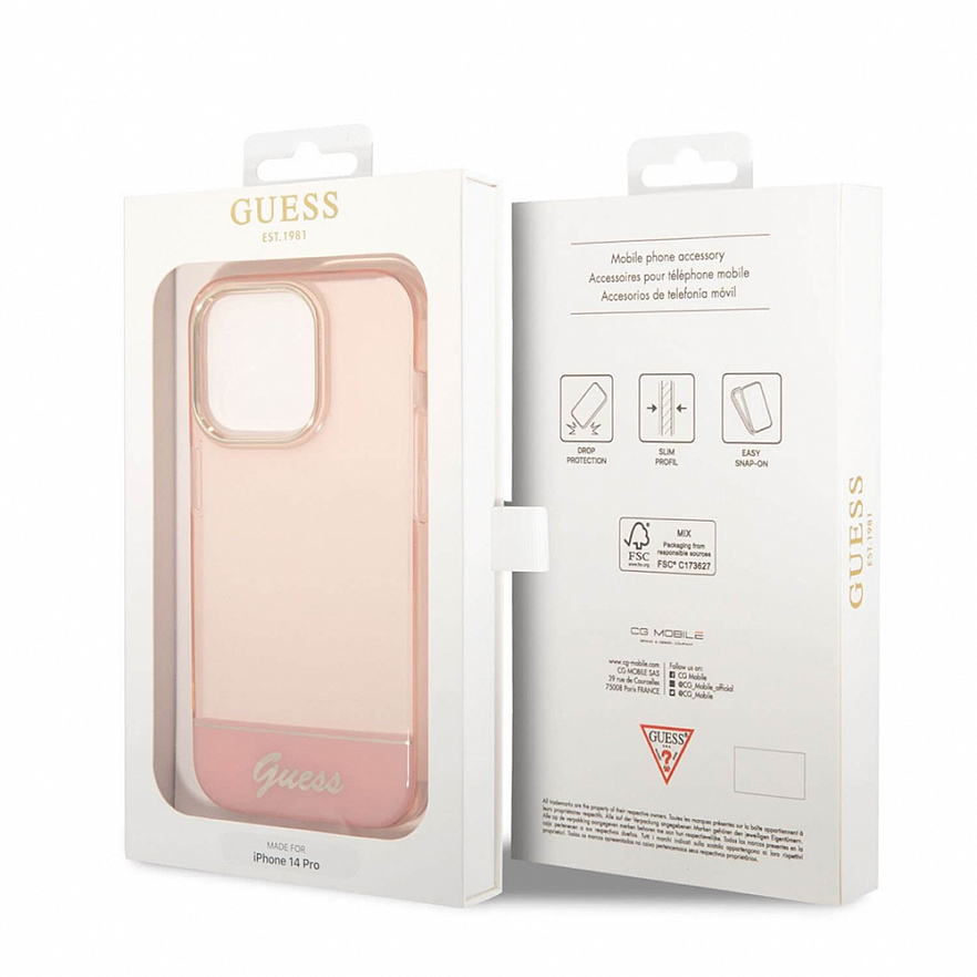 Чехол CG Mobile Guess Camera Outline Translucent для iPhone 14 Pro розовый