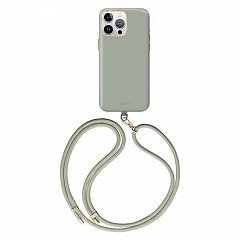 Чехол Uniq COEHL CREME Liquid silicone with Strap Soft Sage (MagSafe) для iPhone 15 Pro Кремовый шалфей