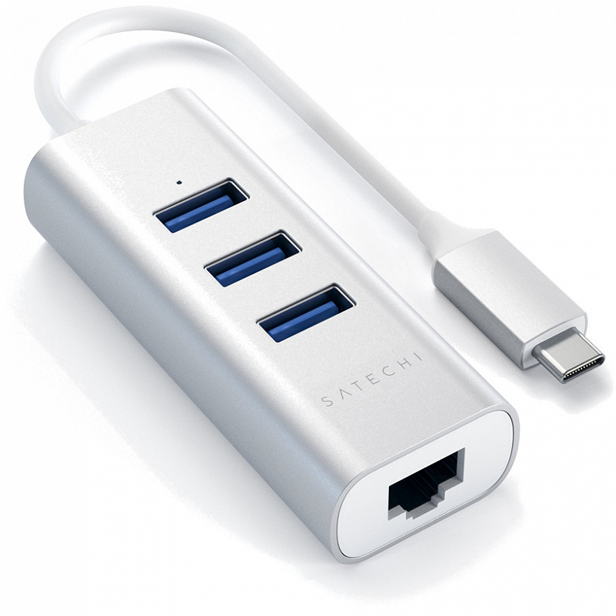Переходник Satechi Type-C 2-in-1 USB 3.0 & Ethernet Aluminium Hub серебристый (ST-TC2N1USB31AS)