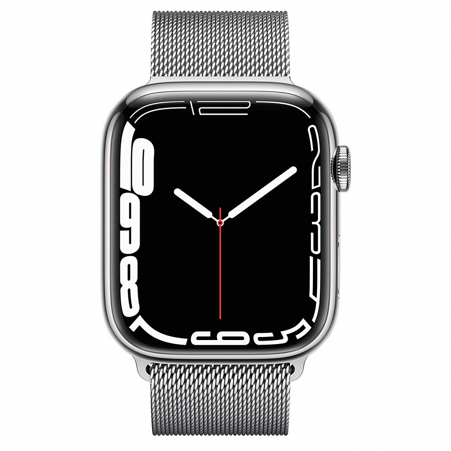 Умные часы Apple Watch Series 7 45 мм, серебристая сталь, стальной ремешок Silver Milanese Loop серебристый