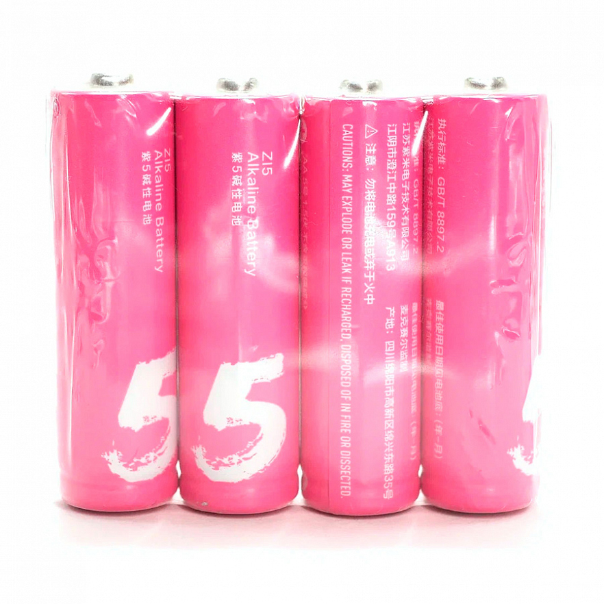 Комплект батареек алкалиновых ZMI Rainbow Zi5 типа AA (уп. 4 шт) розовые (4xAA5 pink)