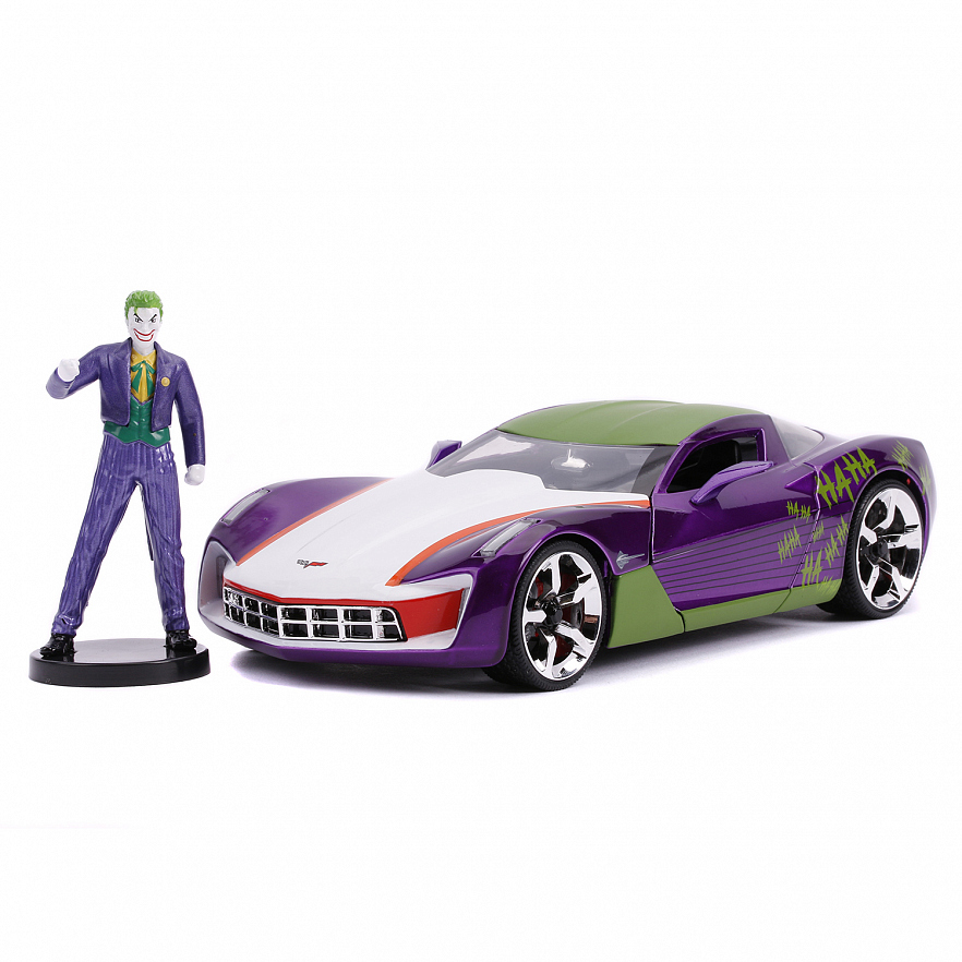Набор Jada Toys машинка с фигурой Hollywood Rides Chevy Corvette Stingray Concept W/Joker Figure 2.75"+1:24 31199