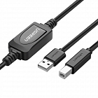 Кабель Ugreen US122 USB-A 2.0 Male to USB-B Male Active Printer Cable (15 метров) чёрный(10362)