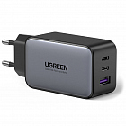 Сетевое зарядное устройство UGREEN CD244 (10335) Nexode USB-A+2шт USB-C 65W GaN чёрное