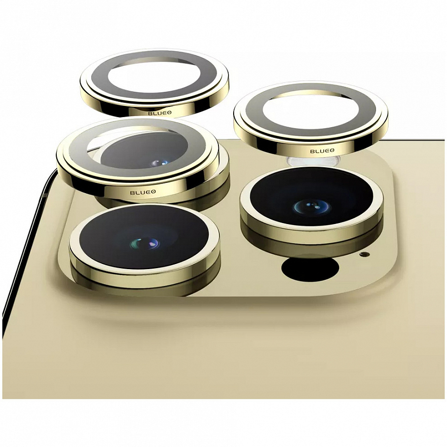 Защитное стекло Blueo Camera Lens PVD stainless steel для камеры iPhone 14 Pro/14 Pro Max золотистое (3 шт+install)