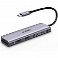 Мульти Хаб UGREEN CM195 (70411) USB-C to 2 Ports USB3.0-A Hub + HDMI + TF/SD with PD Power Supply серый космос