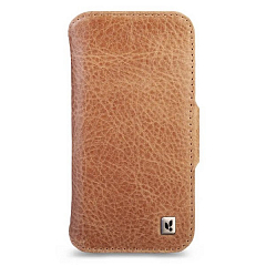 Чехол Vaja Wallet для iPhone 17 Pro Max книжка из кожи светло-коричневого цвета