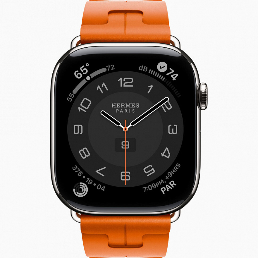 Умные часы Apple Watch Series 10 Hermes 46 мм, спортивный ремешок Kilim оранжевый