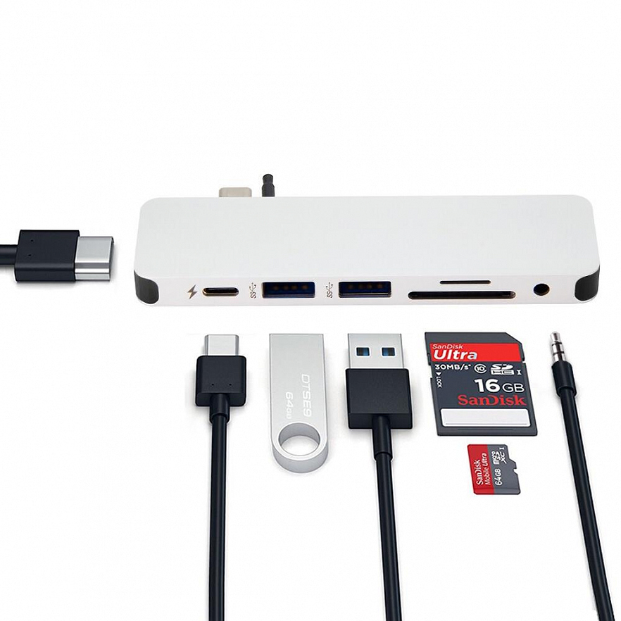 Хаб HyperDrive SOLO 7-in-1 USB-C Hub для MacBook серебристый (GN21D-SILVER)