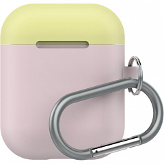 Чехол LAB.C Silicone Capsule 2in1 для Airpods розовый Baby Pink (лимонная Lemon/белая крышки)