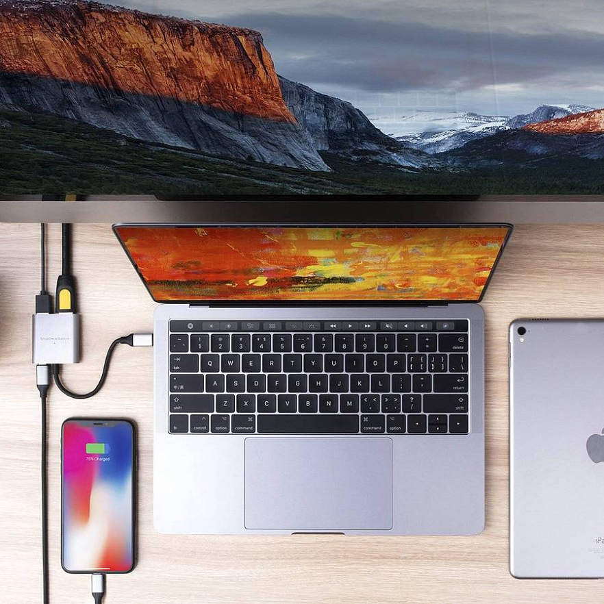 Адаптер HyperDrive 4K HDMI 3-in-1 USB-C Hub серебристый
